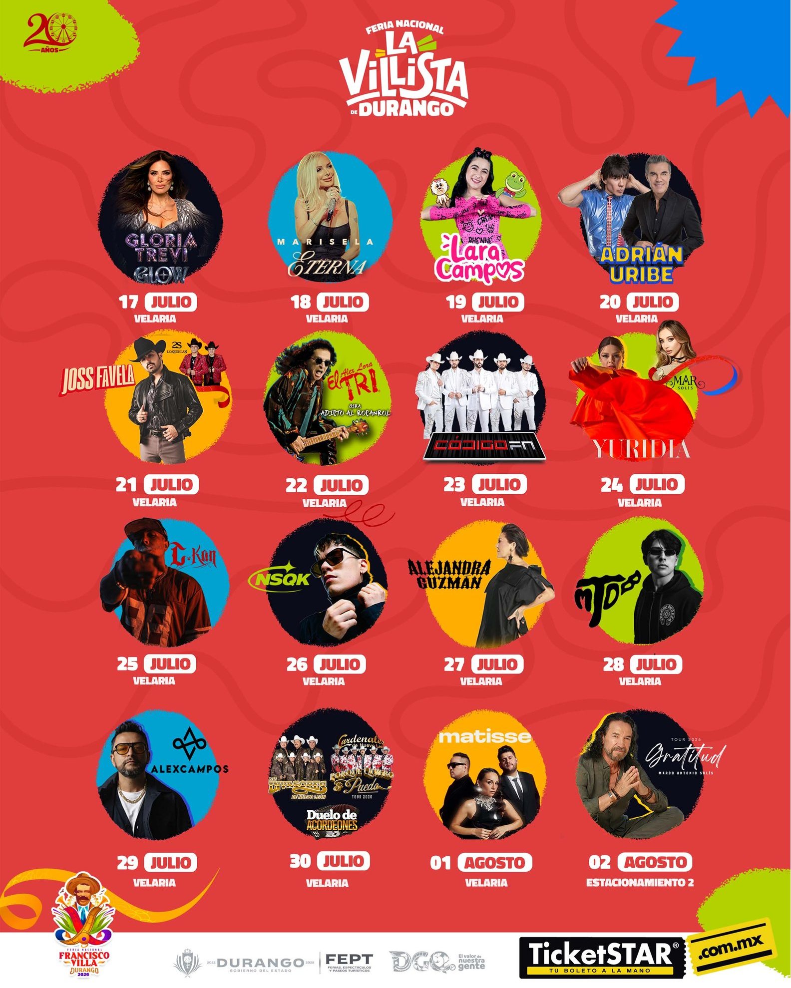 artistas velaria feria durango 2026